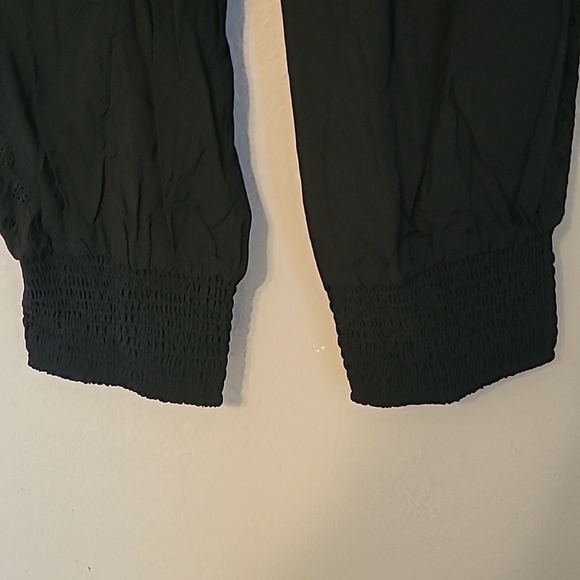 American Rag women's small smocked elastic waist, cuffs, crochet-trim soft pants - Picture 3 of 12